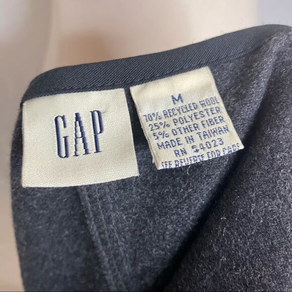 Vintage 90s Gap Vest Gray Wool Sleeveless Zip Front - Picture 7 of 7